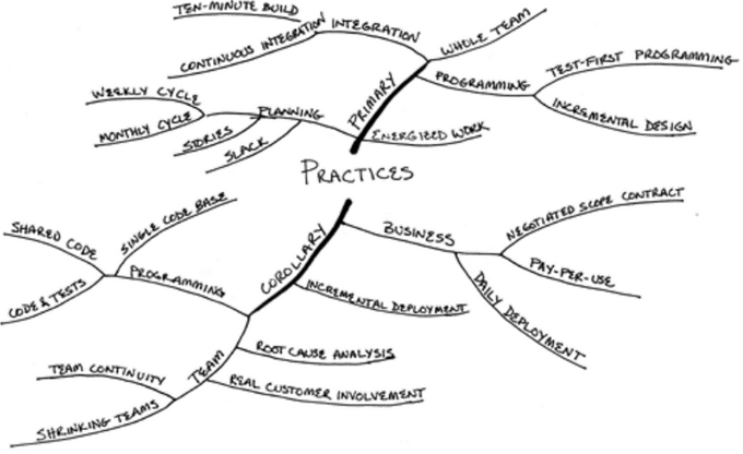 Figure 8. XP Practices (Adopted from Kent Beck, Extreme Programming Explained, 2004)
