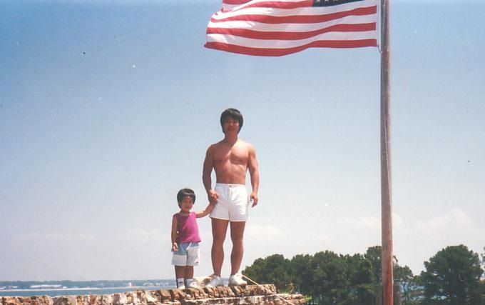 With my son, David, in Pensacola, Florida, while I was an assistant professor in Stephenson Department of Entrepreneurship & Information Systems in E. J. Ourso College of Business in Louisiana State Univerity