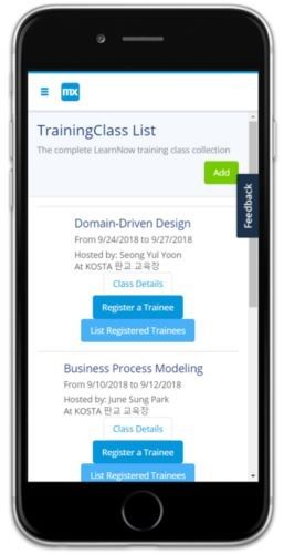 Figure 12.  UX Design for Trainee Registration in a Training Class